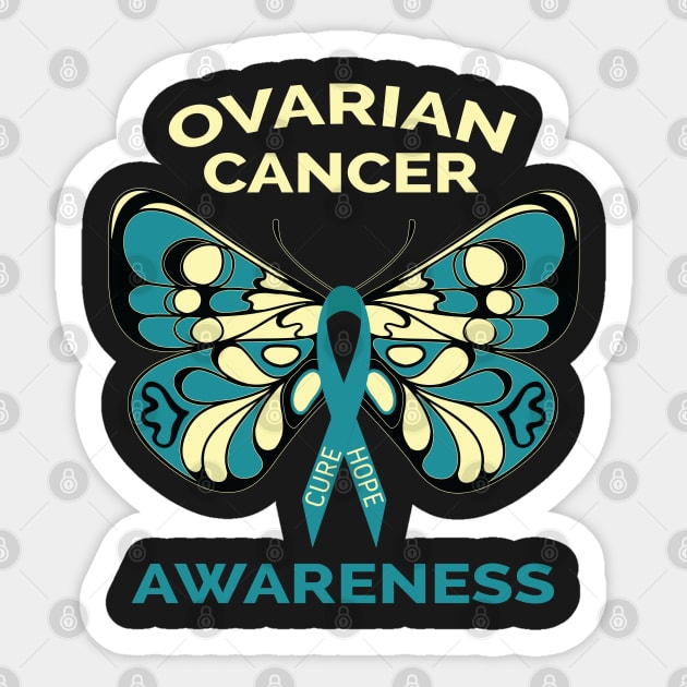 Ovarian Cancer Awareness Butterfly Teal Ribbon Sticker by mstory